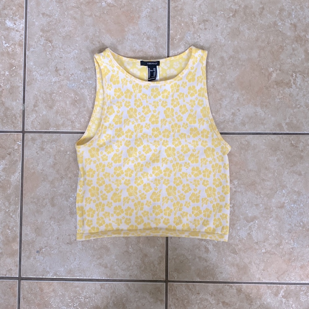 Forever 21 Yellow Floral Tank